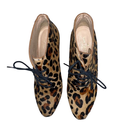Kate Spade Roger Calf Hair Leather Bootie Size 8.5M Leopard Animal Print Cheetah - Picture 10 of 16
